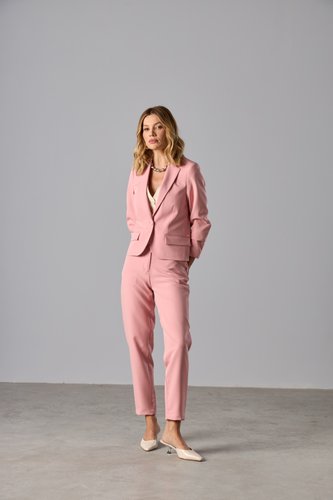 Blazer Curto de Alfaiataria Rosa Claro