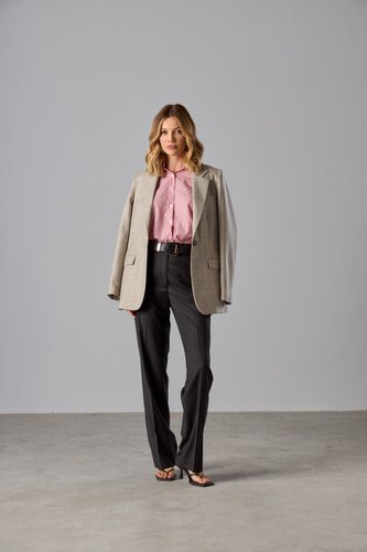 Blazer de Lã Reto Feminino Bege