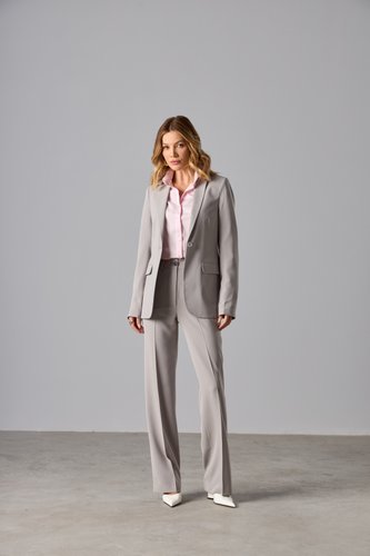 Blazer Feminino Alongado Cinza Claro