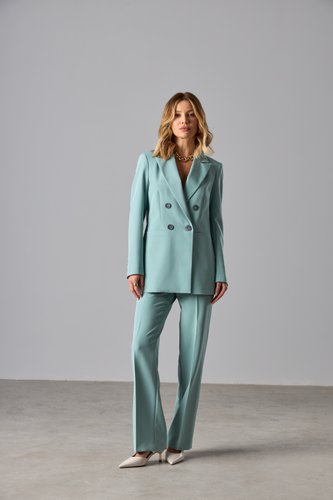 Blazer Feminino Cruzado com 4 Botões Verde Claro