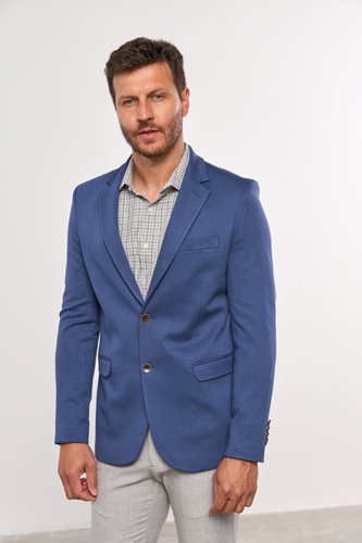 Blazer Masculino em Malha Slim Meio Forro Azul