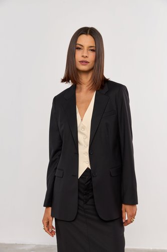 Blazer Reto de Alfaiataria Premium 2 Botões Preto
