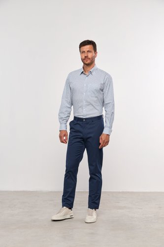 Calça Casual Masculina Slim de Sarja Marinho