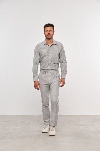 Calça de Algodão Masculina Slim Confort Cinza Claro