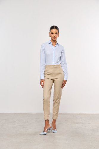 Calça de Linho Feminina com Prega