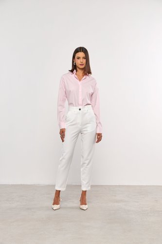 Calça Feminina de Alfaiataria Cenoura Off White