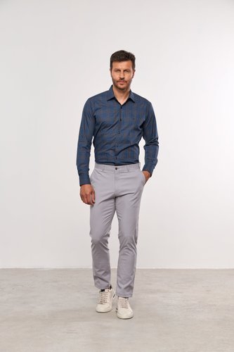 Calça Masculina de Sarja Slim Paper Touch Cinza Claro