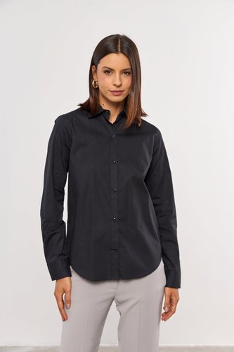 Camisa Clássica Feminina de Algodão Preta