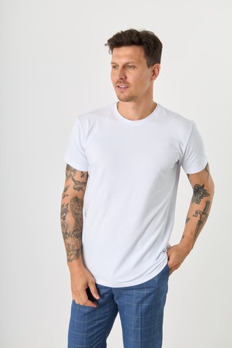 Camiseta Masculina Básica com Elastano Branca