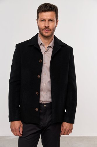 Casaco Curto de Lã Masculino Preto