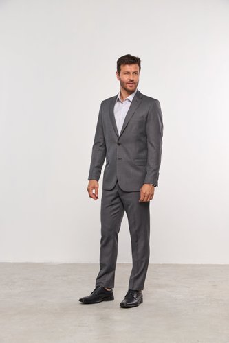 Costume Masculino Slim 2 Botões Lapela Fina Grafite