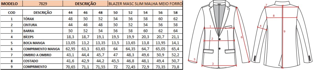Blazer Masculino em Malha Slim Meio Forro Azul Blazer Masculino em Malha Slim Meio Forro Azul