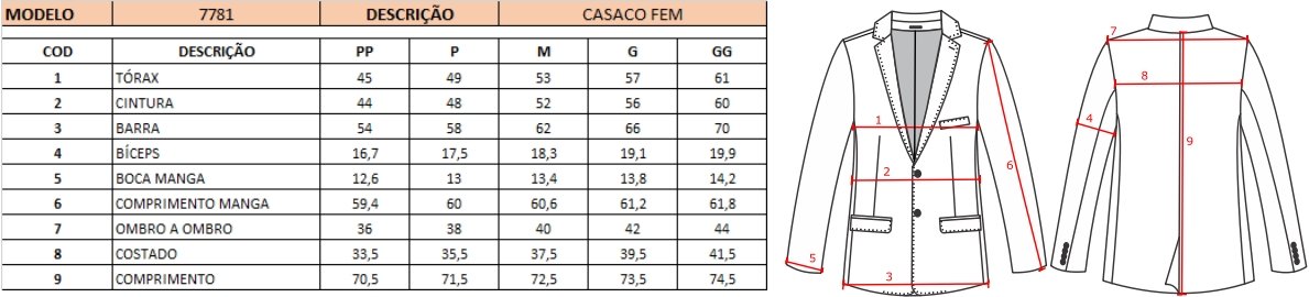 Casaco de Lã Feminino 3 Botões Azul Casaco de Lã Feminino 3 Botões Azul