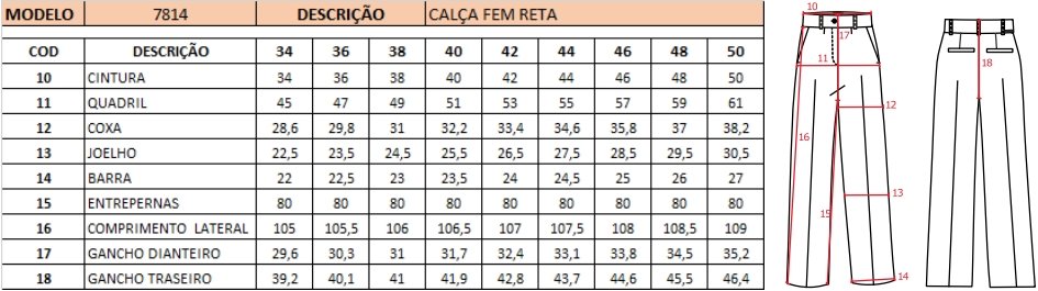 Calça Feminina Reta de Risca de Giz Azul Calça Feminina Reta de Risca de Giz Azul