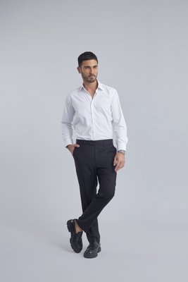 Calça Masculina de Alfaiataria Slim Fit Marinho Xadrez - Delucca Clássico