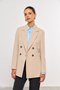 Blazer Feminino Cruzado Alfaiataria com Botões Bege