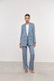 Blazer Feminino Cruzado Azul Risca de Giz