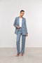 Blazer Feminino Cruzado Azul Risca de Giz