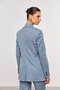 Blazer Feminino Cruzado Azul Risca de Giz