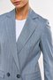 Blazer Feminino Cruzado Azul Risca de Giz