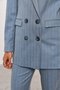 Blazer Feminino Cruzado Azul Risca de Giz