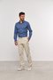 Calça Casual de Sarja Masculina Slim Areia