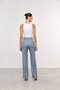 Calça Feminina Reta de Risca de Giz Azul