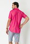 Camisa Casual Masculina Slim Fio 50 Manga Curta Rosa