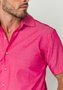 Camisa Casual Masculina Slim Fio 50 Manga Curta Rosa