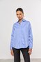 Camisa Feminina Ampla com Bolso Azul Listrada