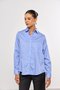 Camisa Feminina Ampla com Bolso Azul Listrada