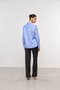 Camisa Feminina Ampla com Bolso Azul Listrada