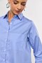Camisa Feminina Ampla com Bolso Azul Listrada