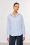 Camisa Feminina Ampla com Ombro Deslocado Listrada Azul
