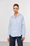 Camisa Feminina Ampla com Ombro Deslocado Listrada Azul