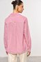 Camisa Feminina de Algodão Ombro Deslocado Listrada