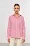 Camisa Feminina de Algodão Ombro Deslocado Listrada