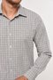 Camisa Masculina Slim Manga Comprida Cinza Xadrez