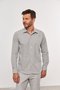 Camisa Masculina Slim Manga Comprida Cinza Xadrez