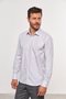 Camisa Slim Masculina Manga Comprida Cinza Claro