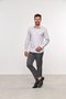 Camisa Slim Masculina Manga Comprida Cinza Claro