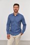 Camisa Social Masculina Slim Manga Comprida Azul Escuro