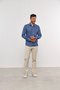 Camisa Social Masculina Slim Manga Comprida Azul Escuro