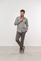 Camisa Social Slim Masculina Manga Comprida Cinza Xadrez