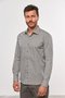 Camisa Social Slim Masculina Manga Comprida Cinza Xadrez