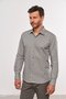 Camisa Social Slim Masculina Manga Comprida Cinza Xadrez