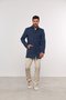 Casaco de Lã Masculino Longo Azul