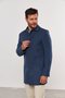Casaco de Lã Masculino Longo Azul