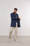 Casaco de Lã Masculino Longo Azul
