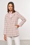 Casaco Feminino Xadrez Texturizado Rosa e Off White